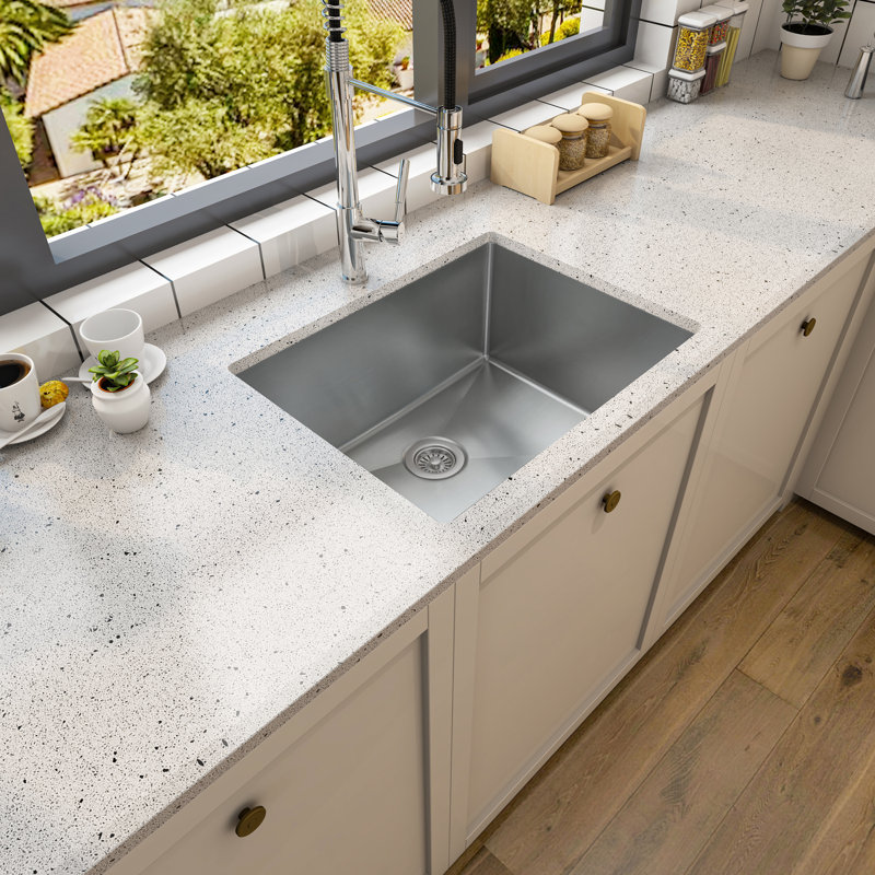 Sinber 23" x 18" Undermount Single Bowl Kitchen Sink with 18 Gauge 304 Stainless Steel Satin Finish