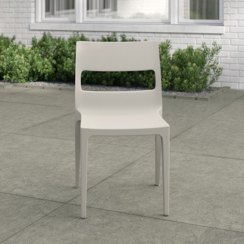 Shaw Stacking Patio Dining Side Chair with Cushion, Dove Grey
