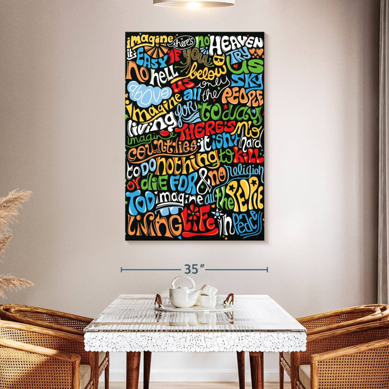 Tergel Imagine Quote, 51" H x 34" W