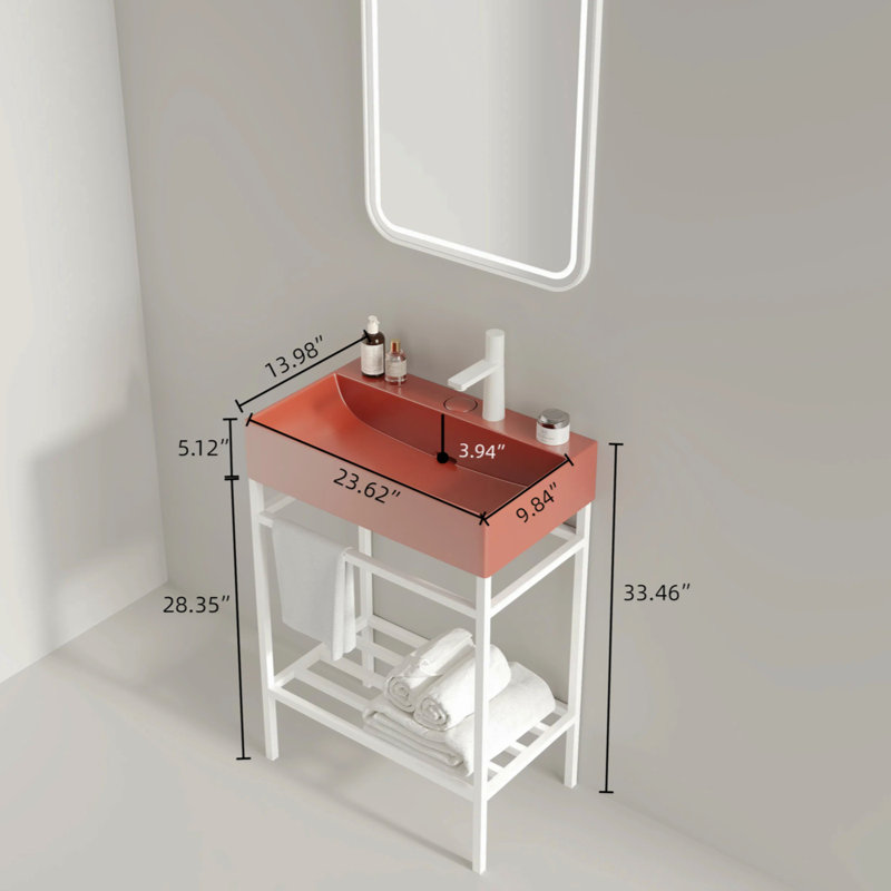 Lavabo de salle de bain sans meuble-lavabo encastré en céramique, Cuivre