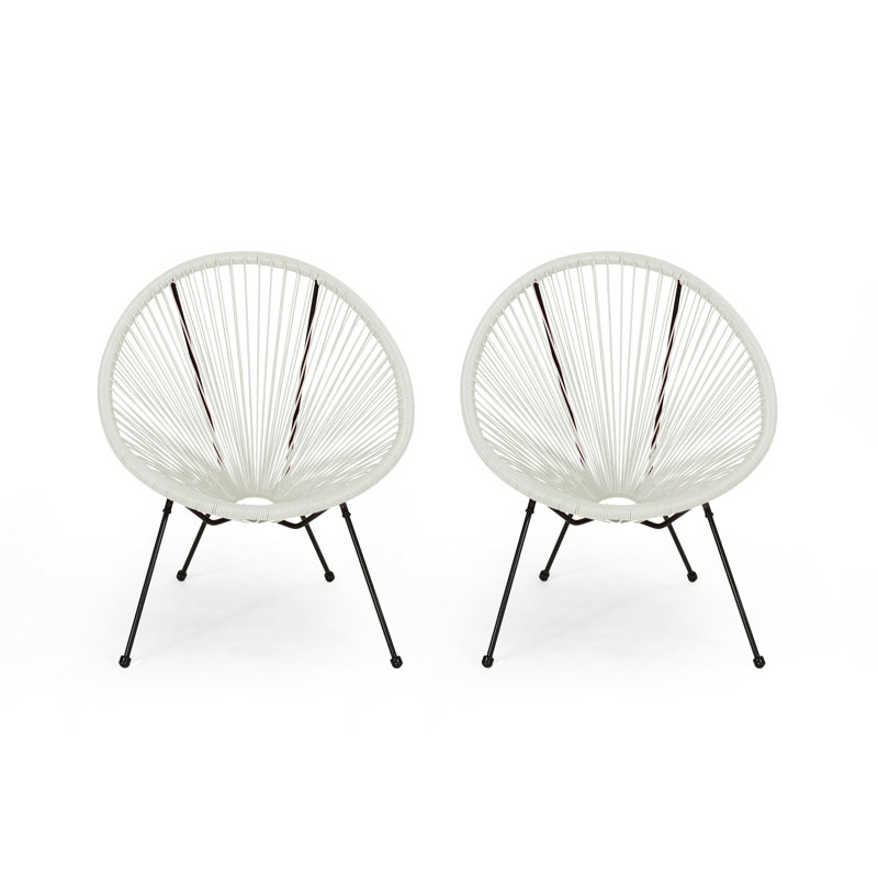 Chaise d'extérieur en tissu hamac Levon, Blanc