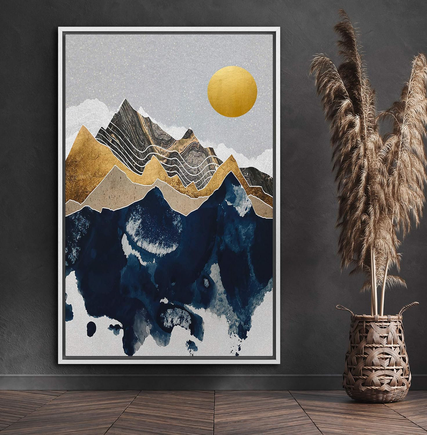 IDEA4WALL Granite Mountains With Golden Sun Abstracts Contemporary