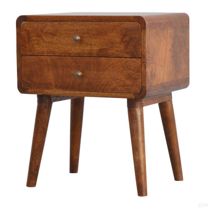 Solid Wood Curved Chestnut Nightstand
