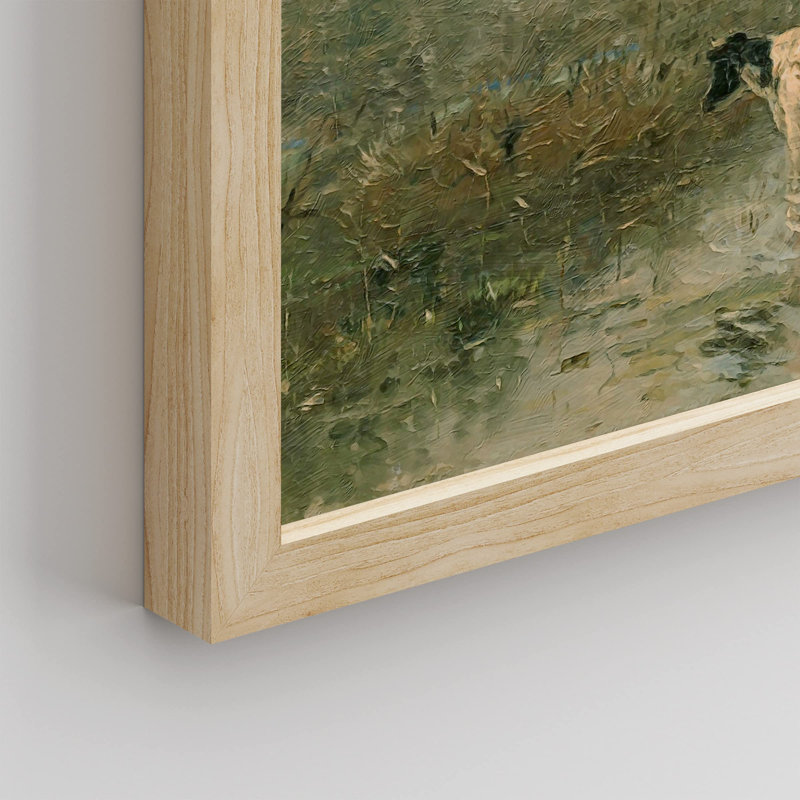 «Pastoral Cow Farm Field» sur papier, Naturel, H 12 po x l 16 po