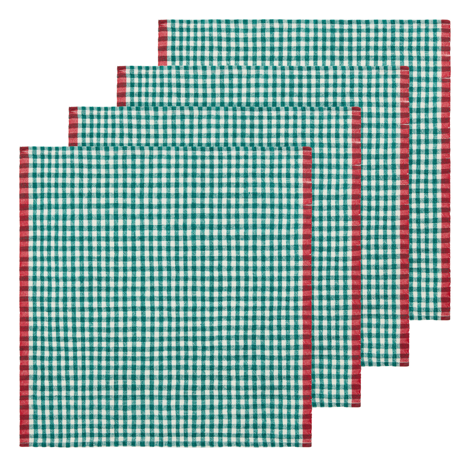 Reversible Linen Napkin, Green with Red Trim