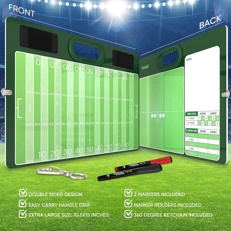 Football Dry Erase Board For Coaches 15X10.5 Double Sided