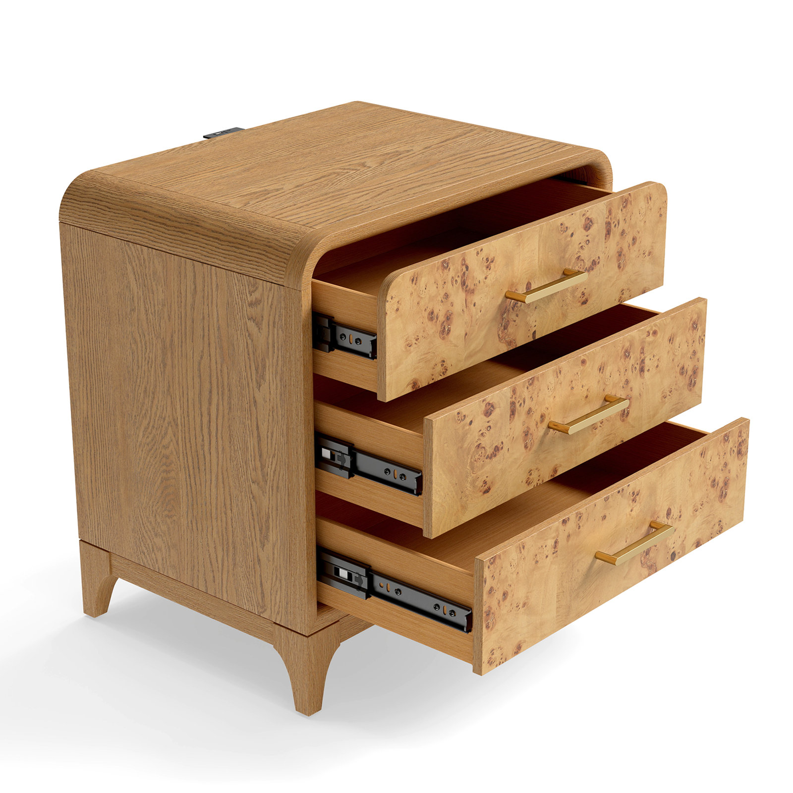Burl Oak Nightstand, Oak