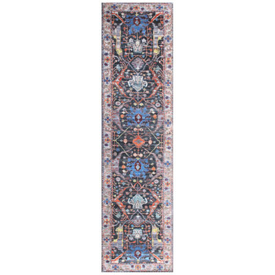 Arabesque Wool Southwestern Area Rug in Gray/Charcoal/Tangerine