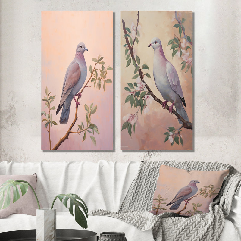 Ensemble de 2 impressions sur toile Dove, H 28 po x l 25 po, Toile tendue