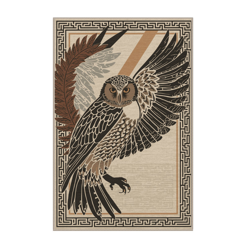 Tapis à motif de treillis classique beige et beige lavable à la machine Titus Athena, 7 x 9