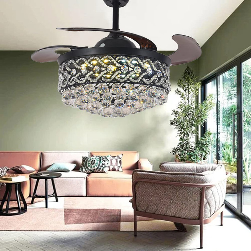 Emerito 42'' Ceiling Fan with LED Lights, Black with Black Blades