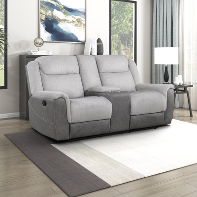 Causeuse inclinable manuelle double en chenille et microfibre polie Walden