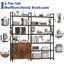 6 bibliothèques et étagères de style campagnard avec armoire de rangement, 2 portes de grange et 10 tablettes de rangement-248464125