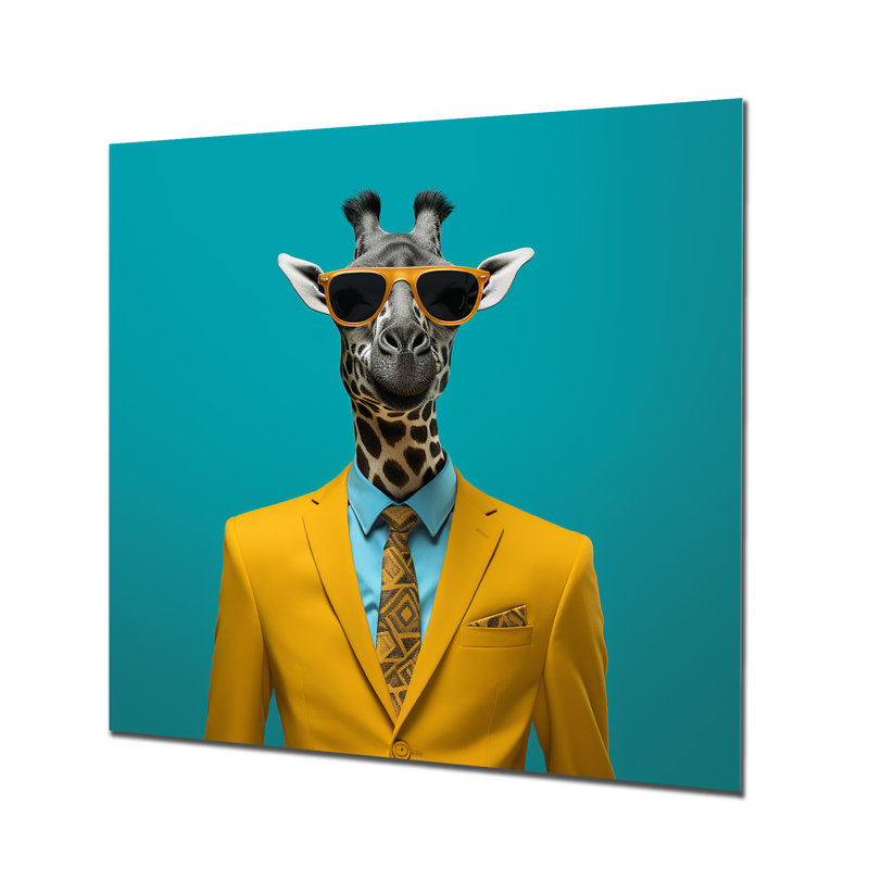 Jaune avec girafe I, H 16 po x l 16 po