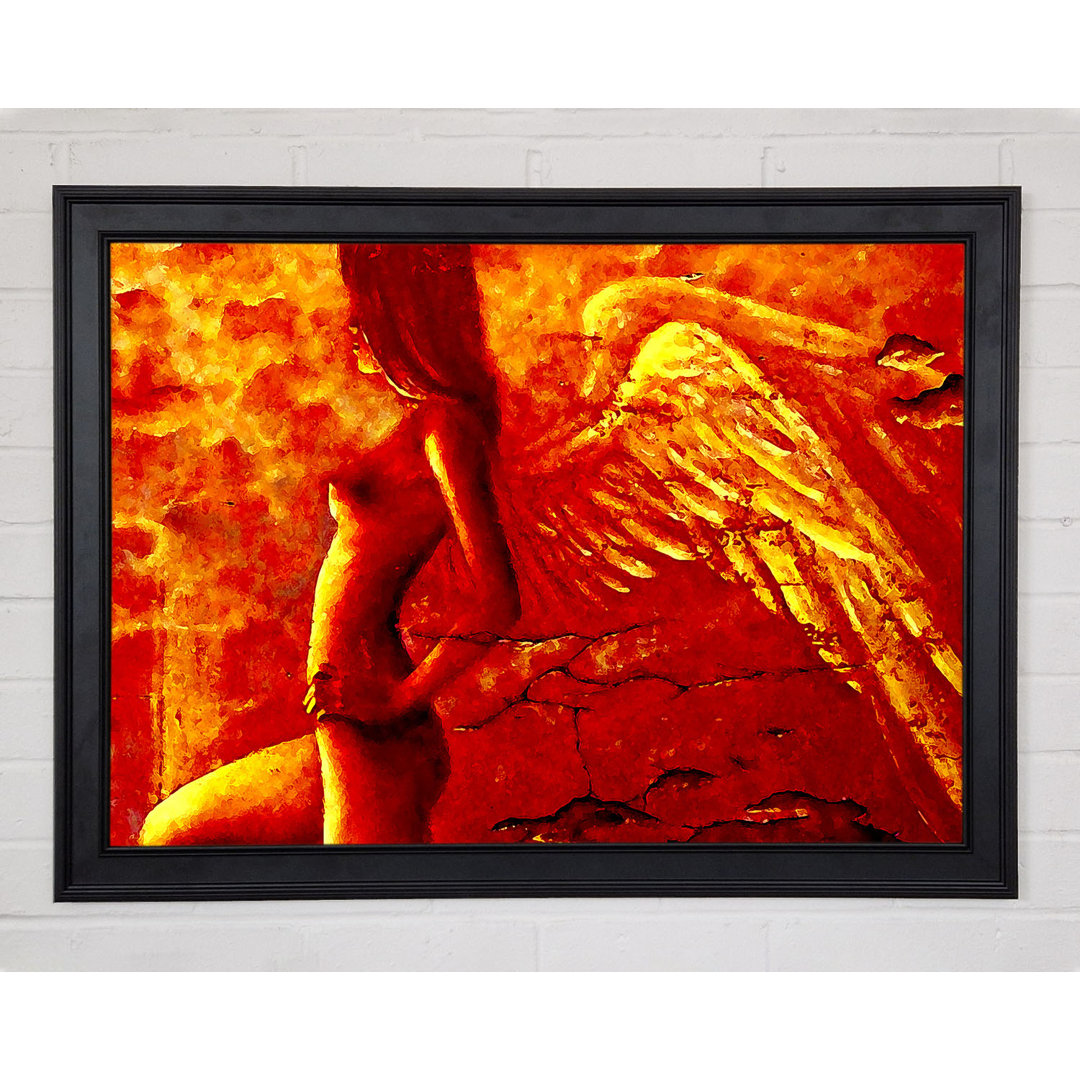 Orange Angel Wings Gerahmter Druck