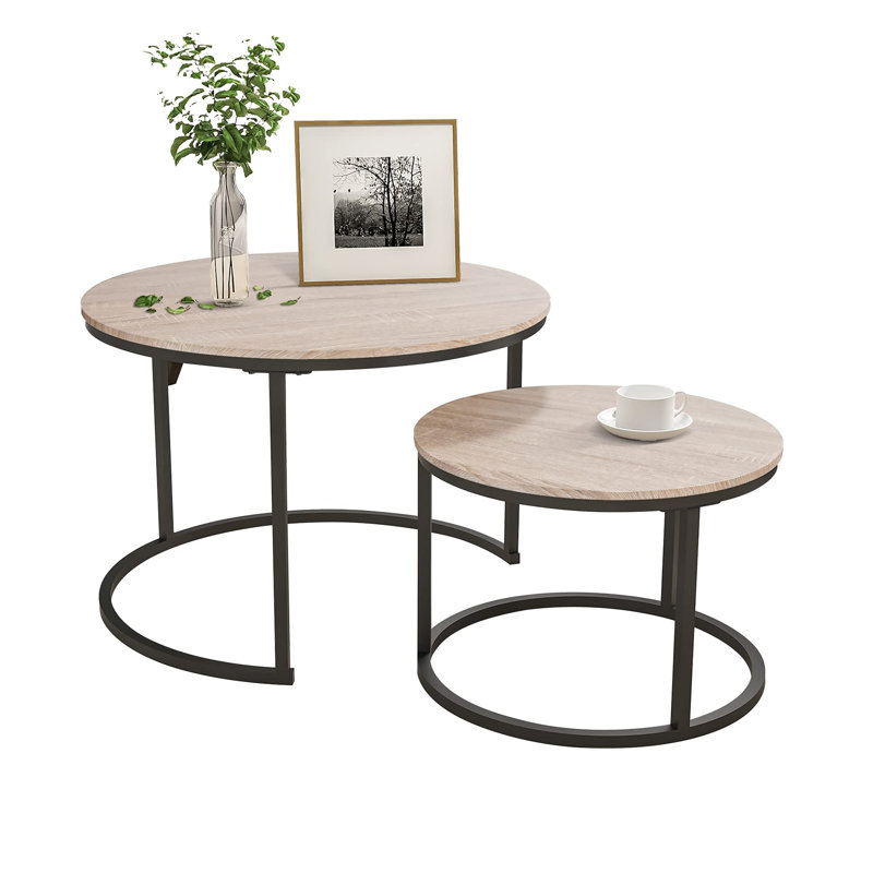 Patao Frame Coffee Table, Oak/Black, 48.48" H x 69.49" W x 69.49" D