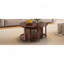 Table basse gigogne vintage rétro, six portes décoratives en verre en forme de bambou, pieds rétro perlés, noyer, 31,5 po