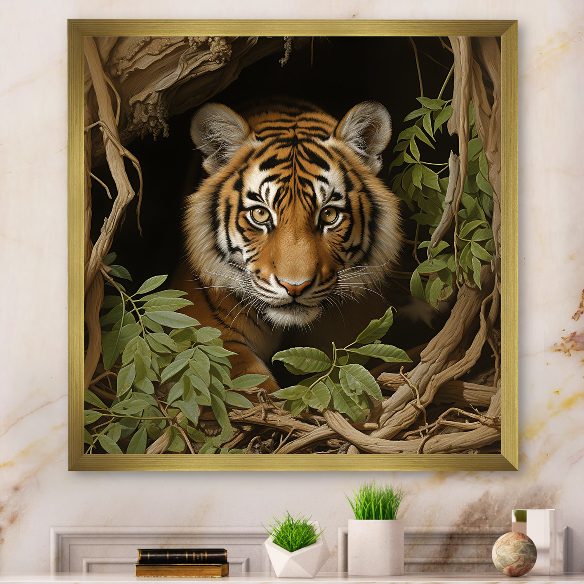 Ebern Designs Jungle Tiger Portrait - Tiger Animal Wall Art | Wayfair