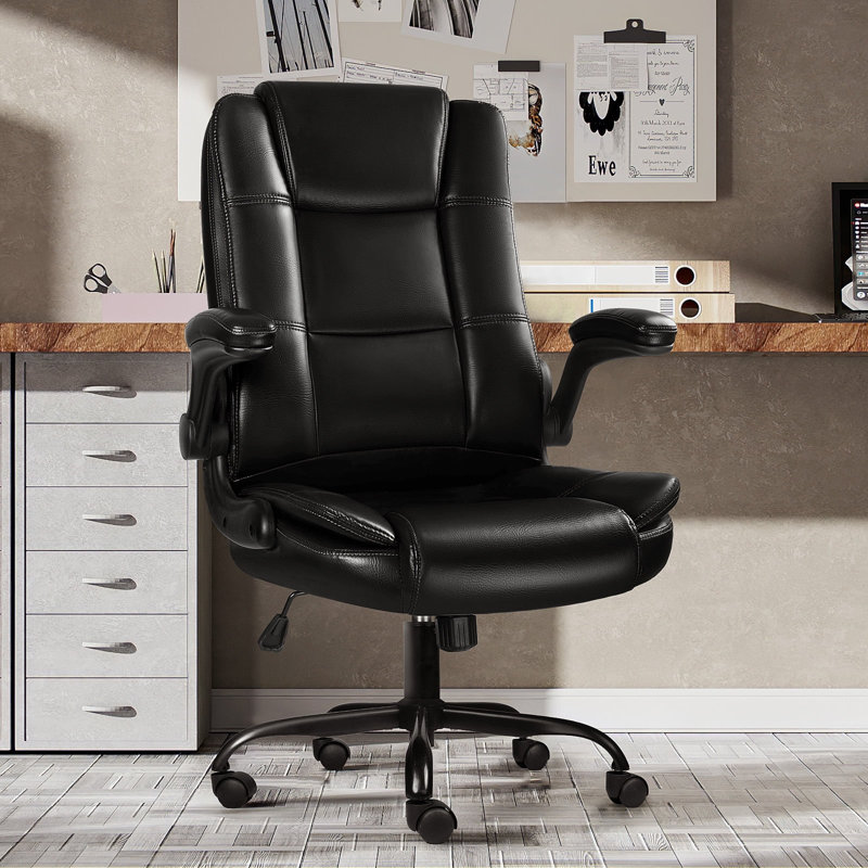 400Lbs Big And Tall Office Chair With Padded Flip-up Arms, Black