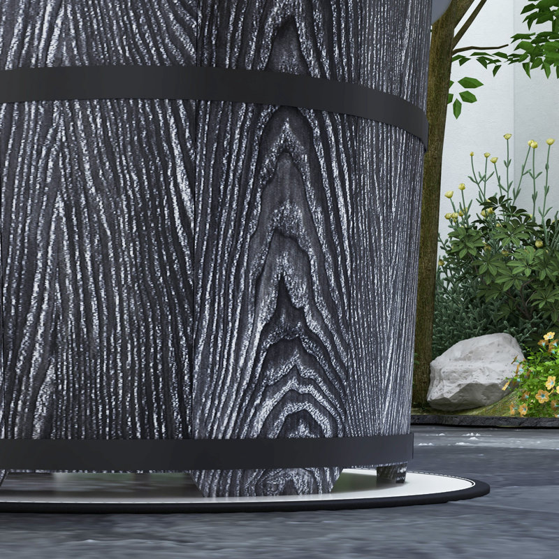 Foyer d'extérieur sans fumée avec tapis ignifuge Outsunny, Noir