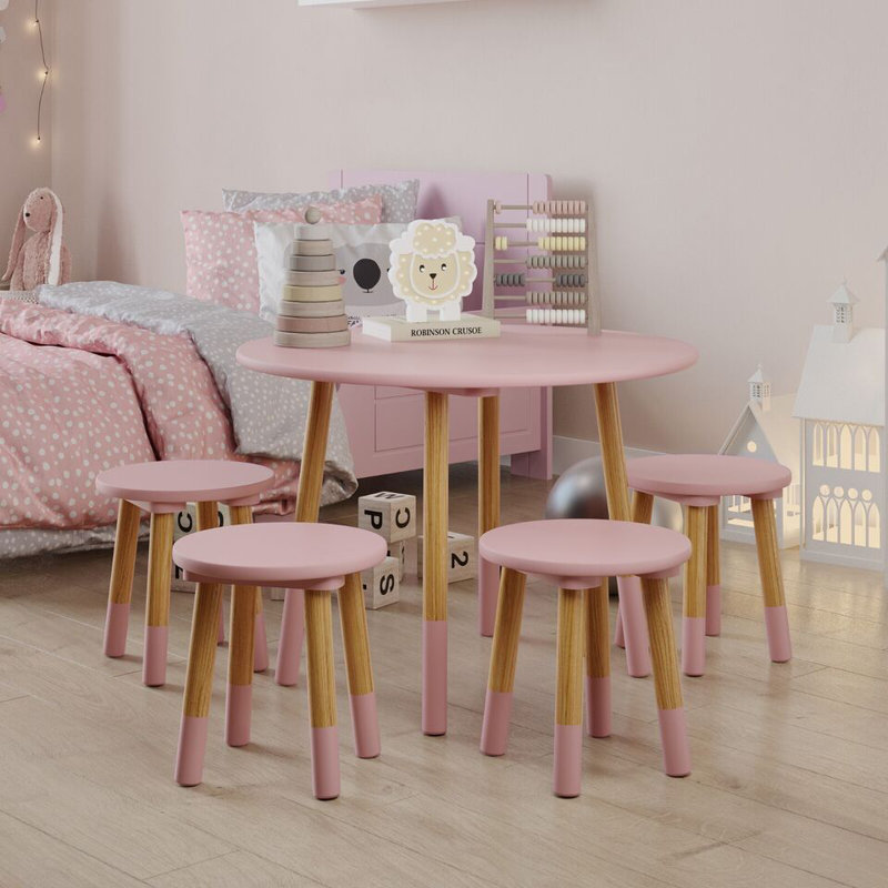 Pershing 60cm Writing Desk Chair Set, Pink