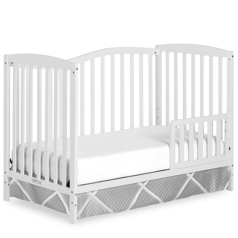 White Pinewood 5-in-1 Convertible Sleigh Crib