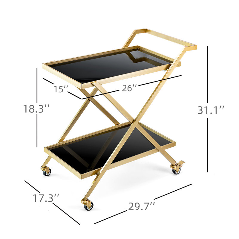 Claman No Screws Assembly Metal Bar Cart