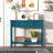 Farmhouse Style Console Table with 2 Drawer and Bottom Storage Shelf for Entryway, Rustic Side Table with Storage Drawer and Shelf for Living room, Hallway(Pagoda Blue)-2083540826