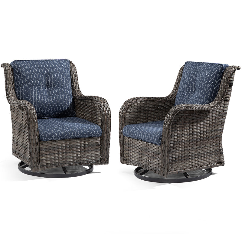 Chaise longue Danice, Brun, Bleu marine à chevrons