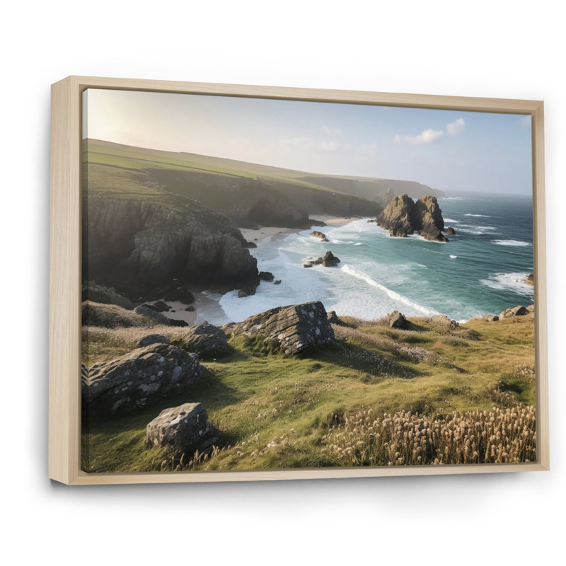 «Coastal Horizons II» sur toile, Cadre naturel flottant, H 34 po x l 44 po x P 1,5 po