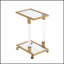 Table d'appoint dorée avec pieds en acrylique et plateau en verre trempé, parfaite pour les espaces de vie modernes et élégants