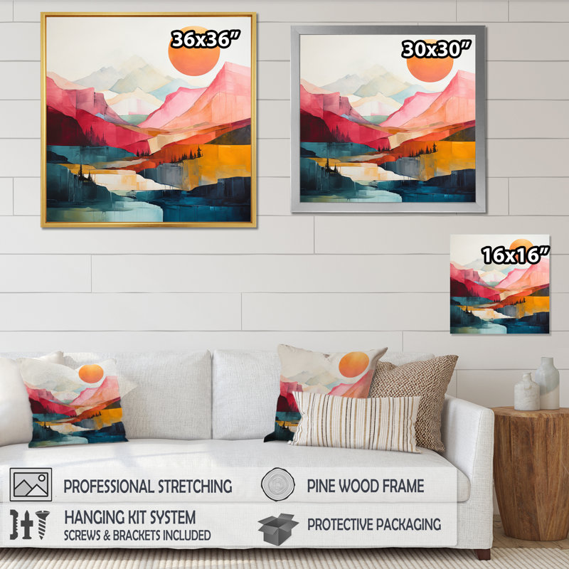 Pastel Bold Sunset Landscape IV - Abstract Wall Art Prints, 30" H x 30" W, Toile tendue