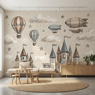 «Whimsical Castle», papier peint esquisse de décoration murale amovible