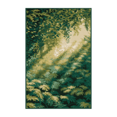 Machine Washable Nature Green Area Rug