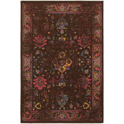 Zigler Oriental Navy/Brown Area Rug