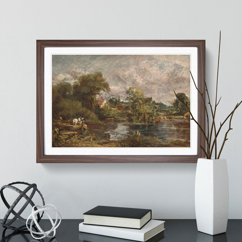 The White Horse by John Constable - Picture Frame Painting on MDF, 48cm H x 65cm W x 2cm D, Walnut