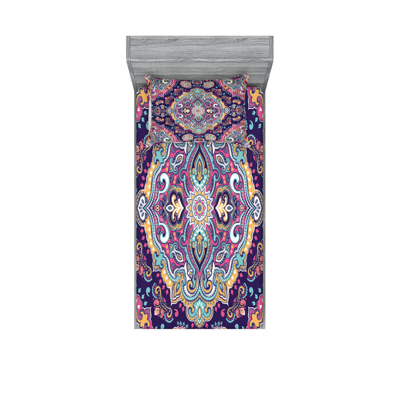 Multicolore ensemble de draps et taies décoratives Ambesonne, Ensemble de draps pour lit simple TG + 1 drap-hous