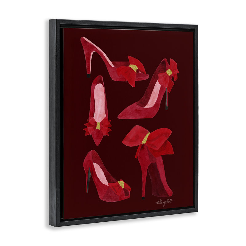 Cadre flottant Ruby Red Shoes, design par Hillary Holt, Cadre flottant noir de jais, H 21 po x l 17 po