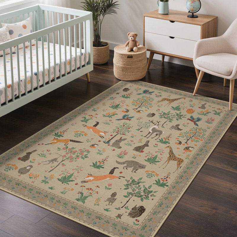 Tapis d'intérieur lavable à la machine Alcoa, Brun, Rectangle 84 po x 60 po