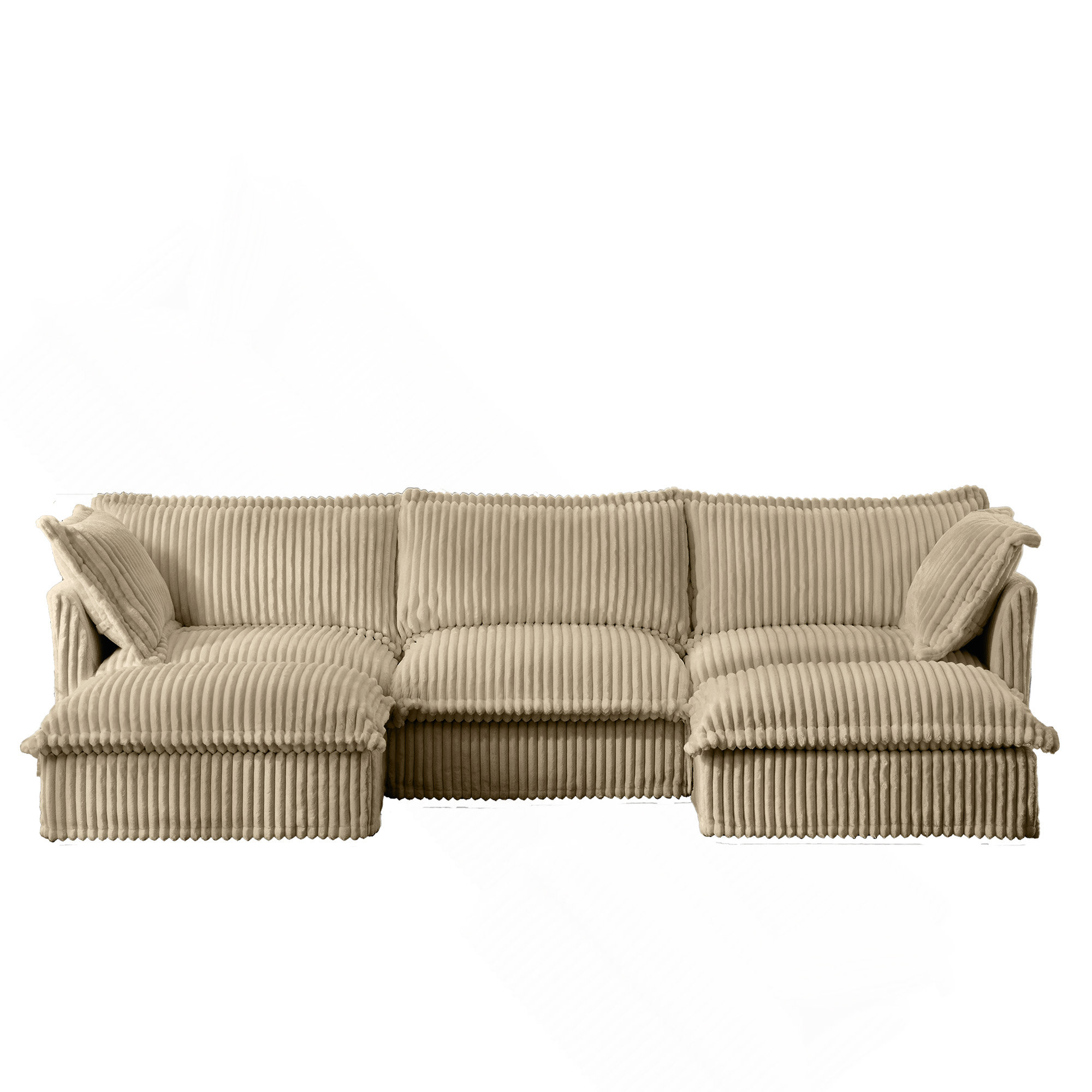 Hokku Designs Slipcovered U Shape Sectional Deep Seat Sofa Couch | Wayfair
