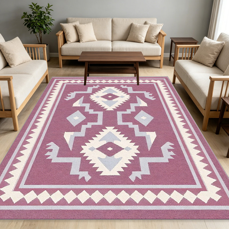 Pink Rug   area rugs for Living Room, Soft and Comfortable, Suitable for all seasons, easy to maintain, machine washable Indoor floor mat, Under Table Farmhouse suitable for Bedroom, Dining Room, Study,  Balcony, Home Decor Patio
