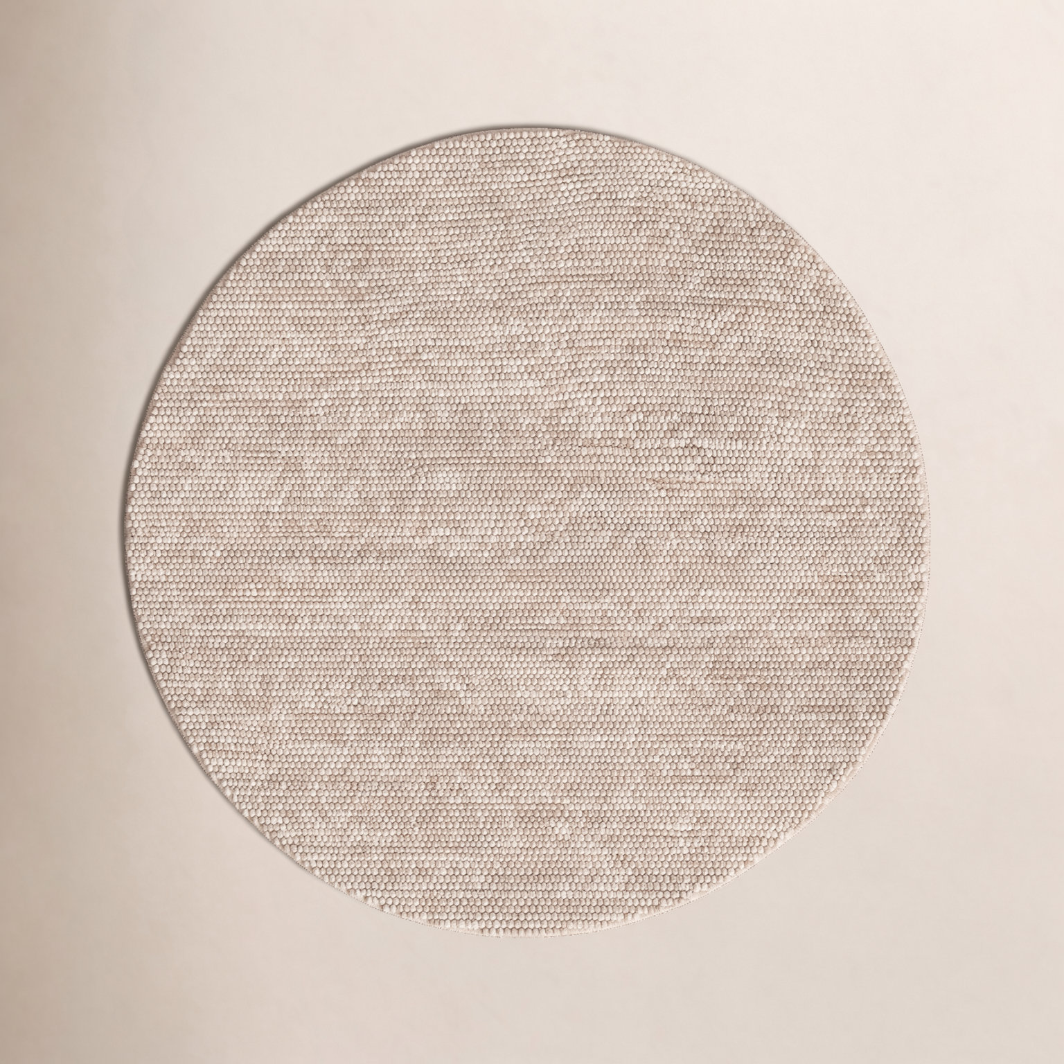 Elle Beige Hand-Woven Wool Rug, Round 9'