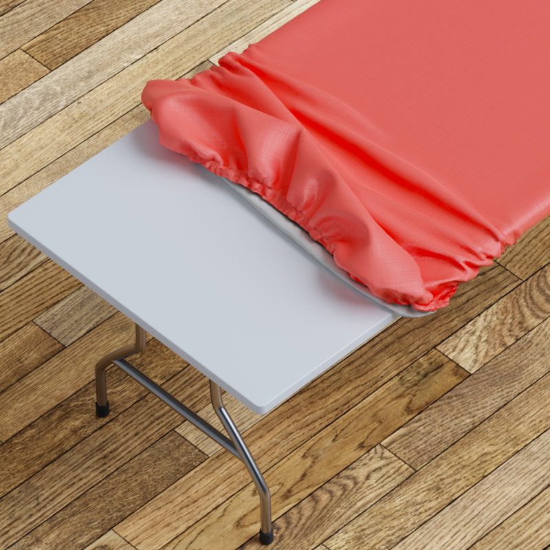 Ebern Designs Vinyl Picnic Fitted Tablecloth Cover, Solid Design, Flannel Backed Lining, 30" D x 72" L, Red