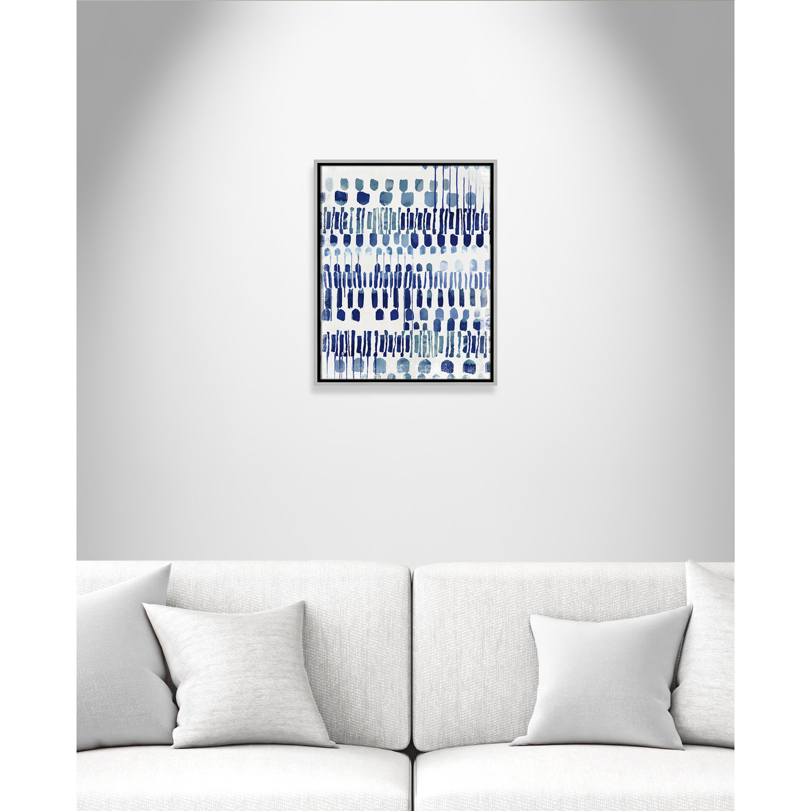 Fynn "Continuously I" Painting by Eva Watts, Silver Framed Canvas, No Matte, 21.5" H x 17.5" W x 2" D