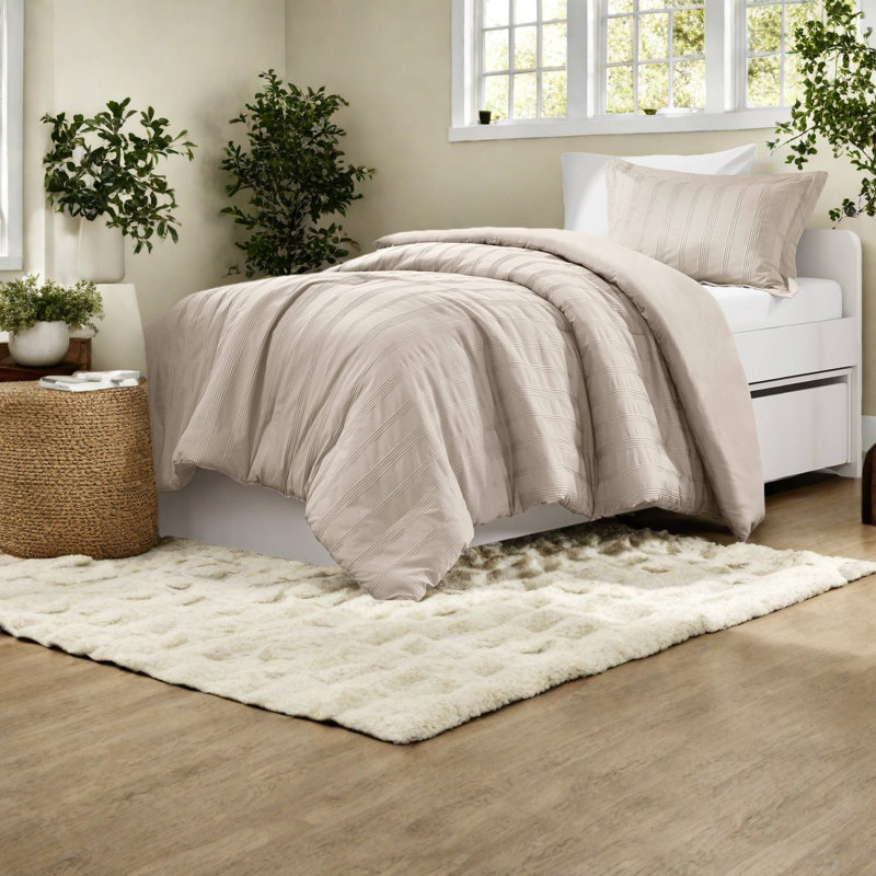 Ensembles de literie simples en polyester confortables, rayures modernes tissées pour la maison
