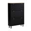 Range-chaussures polyvalent pour hall d'entrée avec 3 crochets et panneau réglable, tiroirs rabattables de rangement noirs, crochets, noir, tablettes, finition grain de bois, pour-1506998723