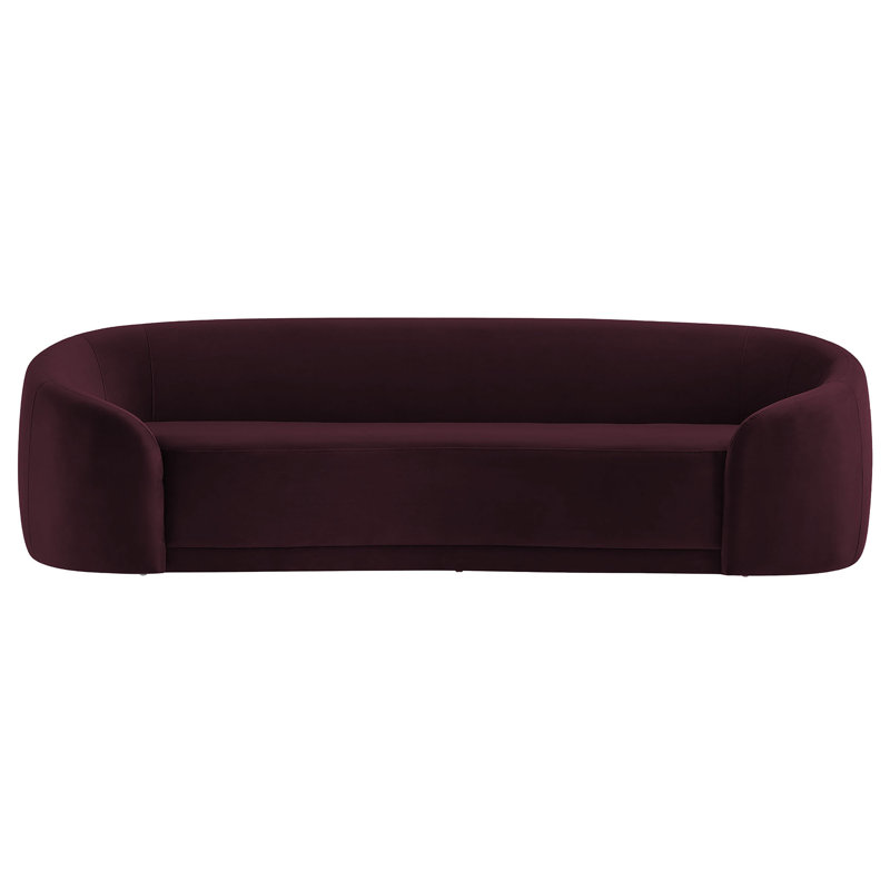 Contessa Curved Performance Velvet Sofa In Mulberry, Mulberry