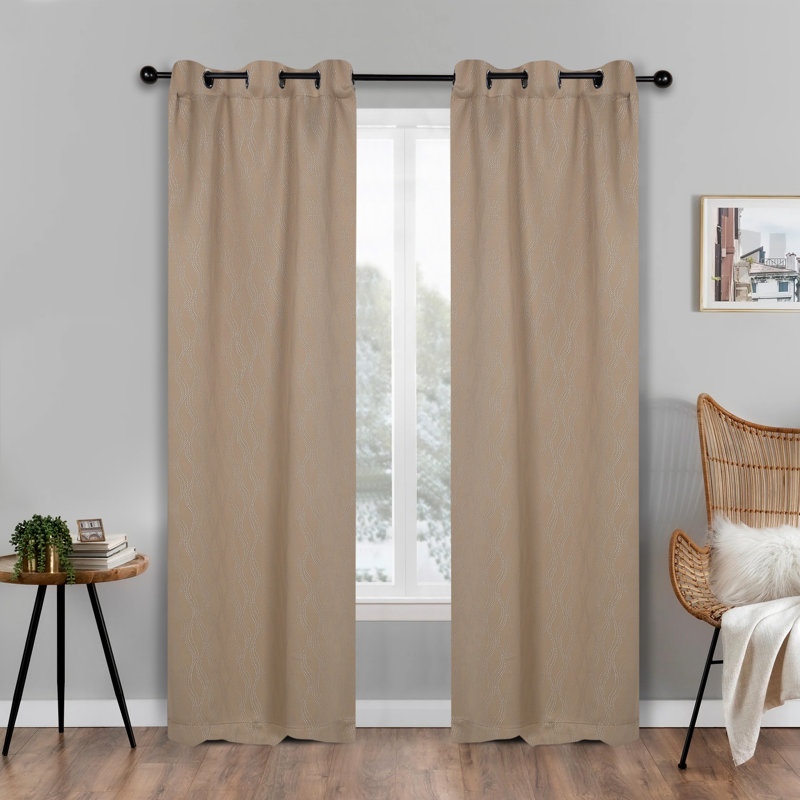 Paire de rideaux obscurcissants en polyester à texture moderne Vedder, l 42 po x L 63 po, Brun clair