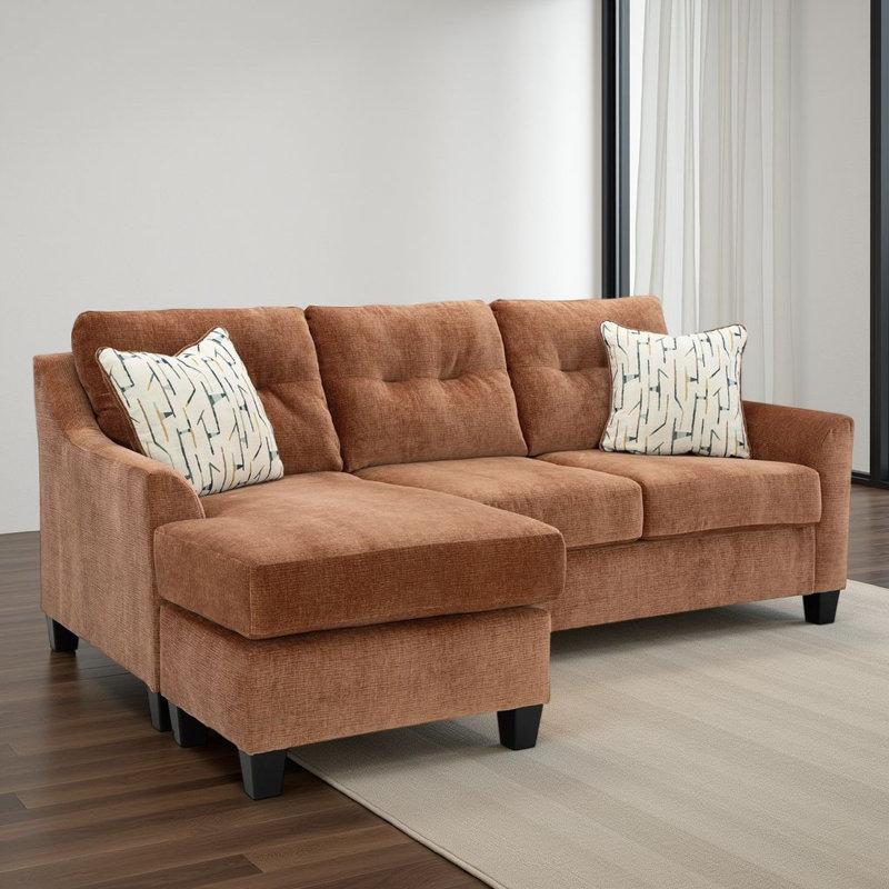 Emilia 2 - Piece Upholstered Sectional, Clay Brown Polyester Blend