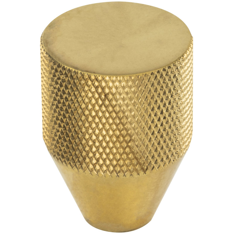 Beliza 1" Diameter Conical Knurled Knob, Unlacquered Brass